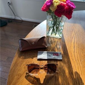 Ray-Ban “Erika” Tranparent Light Brown Frame Sunglasses w/ Brown Gradient Lenses